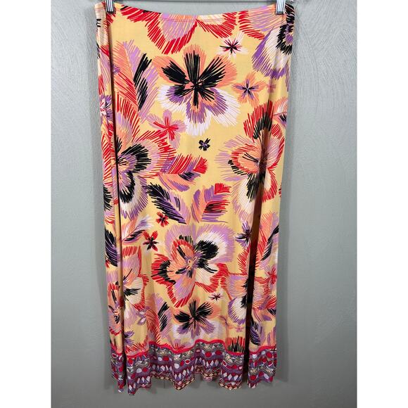 Bisou Bisou Women's Size Large Colorful Festive Beach Tropical Island Maxi Skirt - Picture 2 of 11
